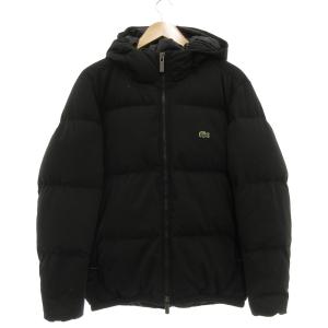 REGULAR FIT ピケダウンジャケット フード ジップアップ ロゴワッペン M 黒 ブラック BH102EL