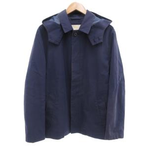 ステンカラーコート ショート フード付 2WAY 44 紺 ネイビー /GV