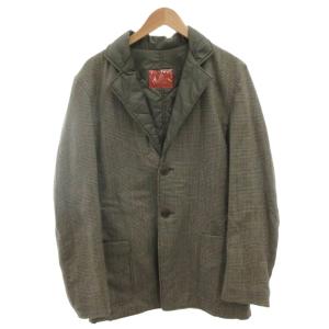 チェスターコート 中綿 リバーシブル チェック柄 キルティング ひざ丈 グレー カーキ /FF