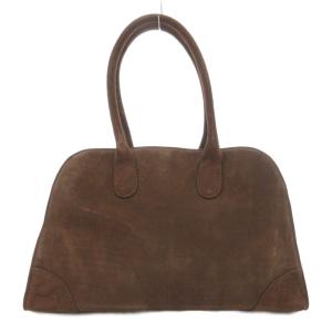 スタジオ ボウリングトート ハンドバッグ 肩掛け スエード レザー 茶 ブラウン /GV