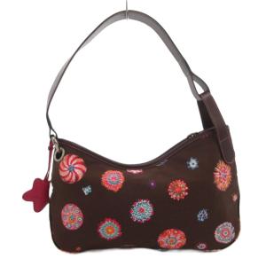 ワンショルダーバッグ 肩掛け ベネチアンガラス柄 チャーム 茶 ブラウン /FF