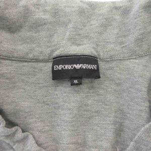 EMPORIO ARMANI ポロシャツ 半袖 鹿の子 プリントロゴ XL 切替デザイン グレー /GV