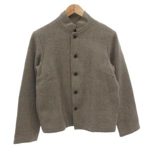 スタンドカラージャケット ブルゾン ウール ロゴ刺繍 グレー /FF