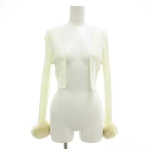 BAMBI ボレロ カーディガン 羽織 長袖 ショート丈 フェイクファー付 XS 白 ホワイト KRTOHA0210