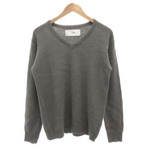 リブニット セーター 長袖 Vネック プルオーバー ウール M グレー /GV