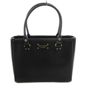 クイン ウェルズリー トートバッグ レザー 黒 ブラック ステッチ ロゴ金具 /FF