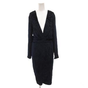 ワンピース ドレス カシュクール ベロア ネイビー