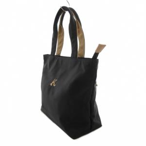 Kitamura トートバッグ 手提げ ロゴ ナイロン ブラック カフェオレ R-0687 15671 /FF