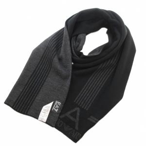 EA7ロゴ マフラー ストール ニット グレー 黒 ブラック /GV