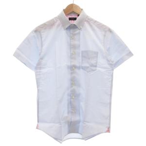 美品 ワイシャツ 半袖  ボタンダウン ストライプ柄 L ライトブルー /UO