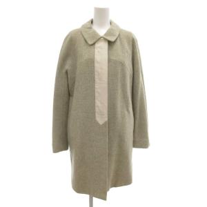 ステンカラーコート 36 ミドル ハーフ丈 ウール ベージュ /AE