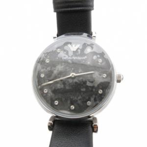 美品 ジアンニティーバー GIANNI T-BAR 腕時計 クオーツ アナログ 革ベルト ブラック AR11171