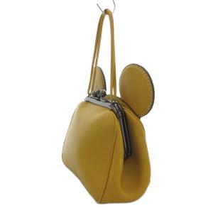 COACH ×Disney ミッキー キスロック ハンドバッグ レザー 黄 イエロー がま口 ステッチ 10215