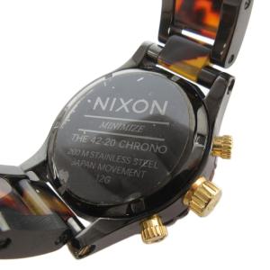 ニクソン CHRONO メンズ腕時計 べっ甲柄 クロノグラフ 新品電池 コマ付 腕時計 クォーツ クロノグラフ べっ甲柄 黒 ブラック 茶 ブラウン 42