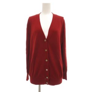ニットカーディガン ウール 38 赤 レッド Vネック 長袖 /UO