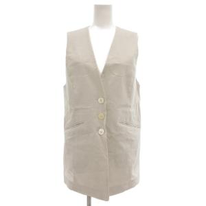 ベスト ジレ リネン混 38 アイボリー Vネック /UO