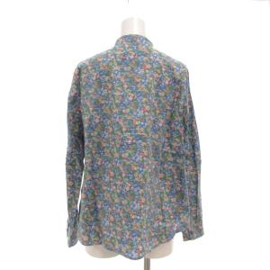 SCAPA 美品 シャツ 38 ブルー系 花柄 長袖 バンドカラー /UO