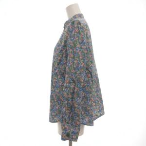 SCAPA 美品 シャツ 38 ブルー系 花柄 長袖 バンドカラー /UO