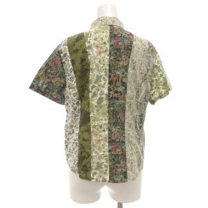 SCAPA リバティプリントパッチワークブラウス 半袖 花柄 ペイズリー柄 38 モスグリーン /UO