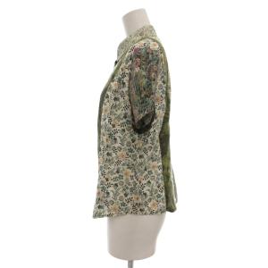 SCAPA リバティプリントパッチワークブラウス 半袖 花柄 ペイズリー柄 38 モスグリーン /UO