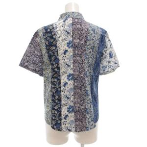 SCAPA シャツ 38 ブルー系 半袖 切り替えデザイン 花柄 /UO