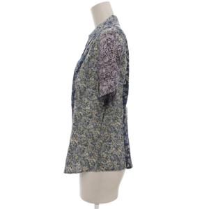 SCAPA シャツ 38 ブルー系 半袖 切り替えデザイン 花柄 /UO