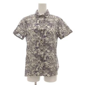 シャツ 38 ネイビー ホワイト 花柄 半袖 /UO