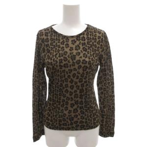 カットソー ニット ニットソー 長袖 レオパード柄 ウール ベージュ /FF
