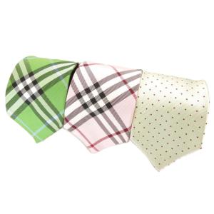 ネクタイ 3点セット まとめ 絹 シルク グリーン ピンク チェック柄 ドット柄 /UO
