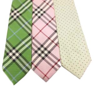BURBERRY LONDON ネクタイ 3点セット まとめ 絹 シルク グリーン ピンク チェック柄 ドット柄 /UO