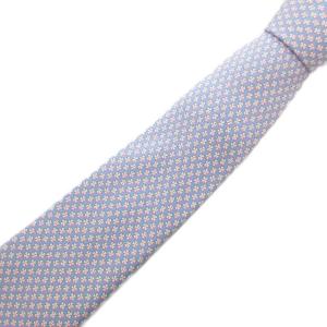 ネクタイ 絹 シルク 青 ブルー 四葉 クローバー柄 /UO