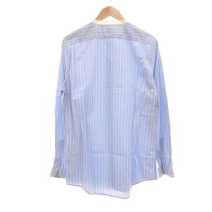 PAUL SMITH シャツ XL ライトブルー ホワイト ストライプ柄 バンドカラー 長袖 /UO