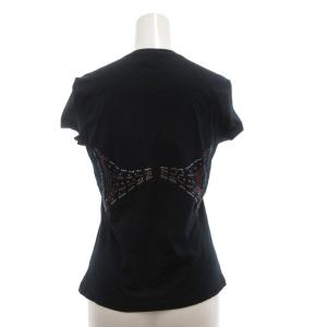 FENDI Tシャツ カットソー 38 半袖 ラインストーン ビジュー 紺 ネイビー /AE