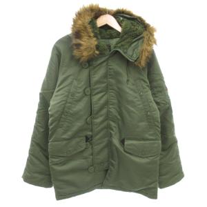 N-3B フライトジャケット ミリタリー フェイクファー XS カーキ フード付き MIL-J-6279