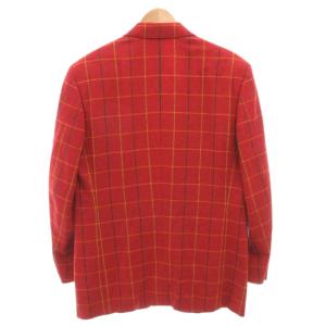 Christian Dior テーラードジャケット ブレザー ウール 52 赤 レッド チェック柄 3B シングルブレスト /FF