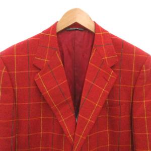 Christian Dior テーラードジャケット ブレザー ウール 52 赤 レッド チェック柄 3B シングルブレスト /FF
