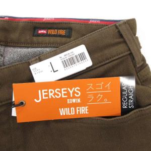 EDWIN タグ付き JERSEYS WILD FIRE ストレートパンツ スラックス L 裏起毛 ストレッチ 茶