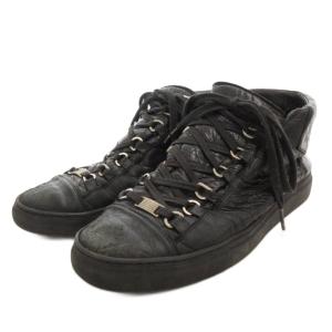 BALENCIAGA アリーナ スニーカー シューズ ハイカット レザー 41 黒 ブラック /FF