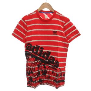 ヴィンテージ 90s Tシャツ 半袖 クルーネック ボーダー トレフォイルロゴ プリント M 赤 レッド