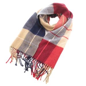 チェックマフラー ストール フリンジ ロゴ刺繍 マルチカラー /GV