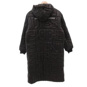 DIESEL 中綿コート ロング シンサレート ロゴ刺繍 フード ステッチ 黒 ブラック /FF