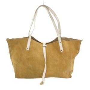 トートバッグ リバーシブル スエード レザー パイソン柄 ロゴ ベージュ系 /UO AA