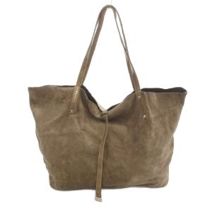 リバーシブル トートバッグ スエード メタリック レザー ロゴ 茶 ブラウン系 /UO
