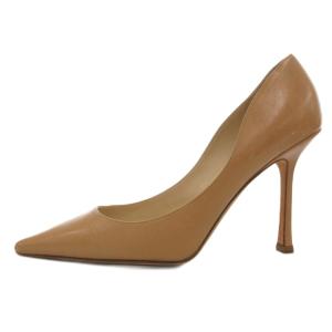 JIMMY CHOO パンプス ハイヒール 37.5 茶 ブラウン ポインテッドトゥ エナメル /FF
