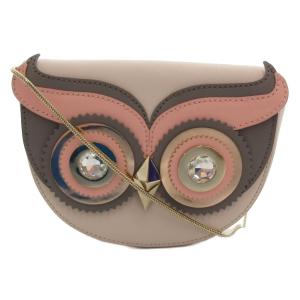 ショルダーバッグ クロスボディ フクロウ オウル レザー ビジュー ピンク /FF