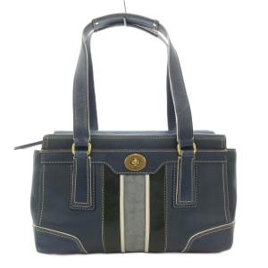 ハンドバッグ シグネチャー 総柄 レザー 青 ブルー 11609 /AE