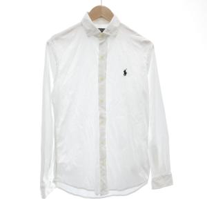 KNIT DRESS SHIRT ドレスシャツ S 長袖 ロゴ 白 ホワイト /AE