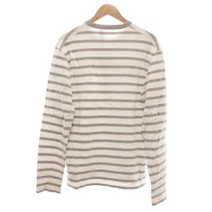 DSQUARED2 Tシャツ M ホワイト グレー ボーダー柄 長袖 ロゴプリント /UO