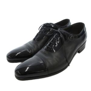 ドレスシューズ ビジネス レザー エナメル切替 ストレートチップ 25cm ブラック /UO