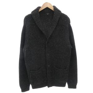 ロングカーディガン ウール アルパカ混 M ダークグレー